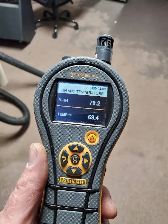 Moisture meter humidity assessment for Fire & Smoke Damage Restoration in College